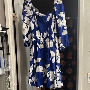Blue and White Floral Dress